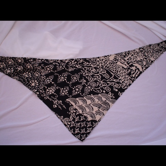 Vintage Designer Black Novelty Print Jersey Dress + Scarf 36 - Picture 12 of 16